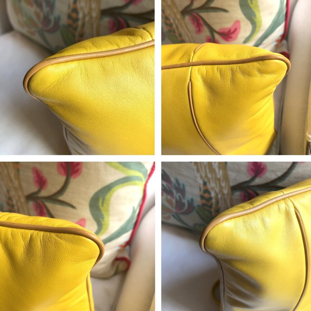 💛 LOEWE Anagram Yellow Leather Shopper Tote Bag - Picture 9 of 12